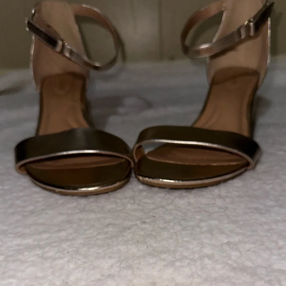 Lane Bryant Rose Gold Block Heel Ankle Strap Sandals Size 12W
